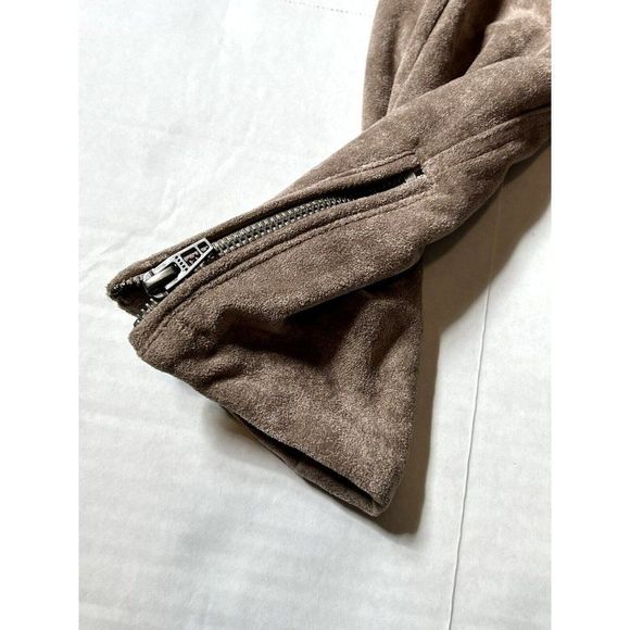 BLANKNYC Beige Suede Leather Moto Jacket Women's Size Medium - Picture 5 of 6